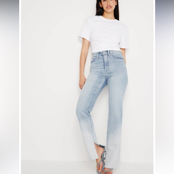 Good American Good Boy High Waist Side Slit Raw Hem Jeans Size 27 - Picture 4 of 16